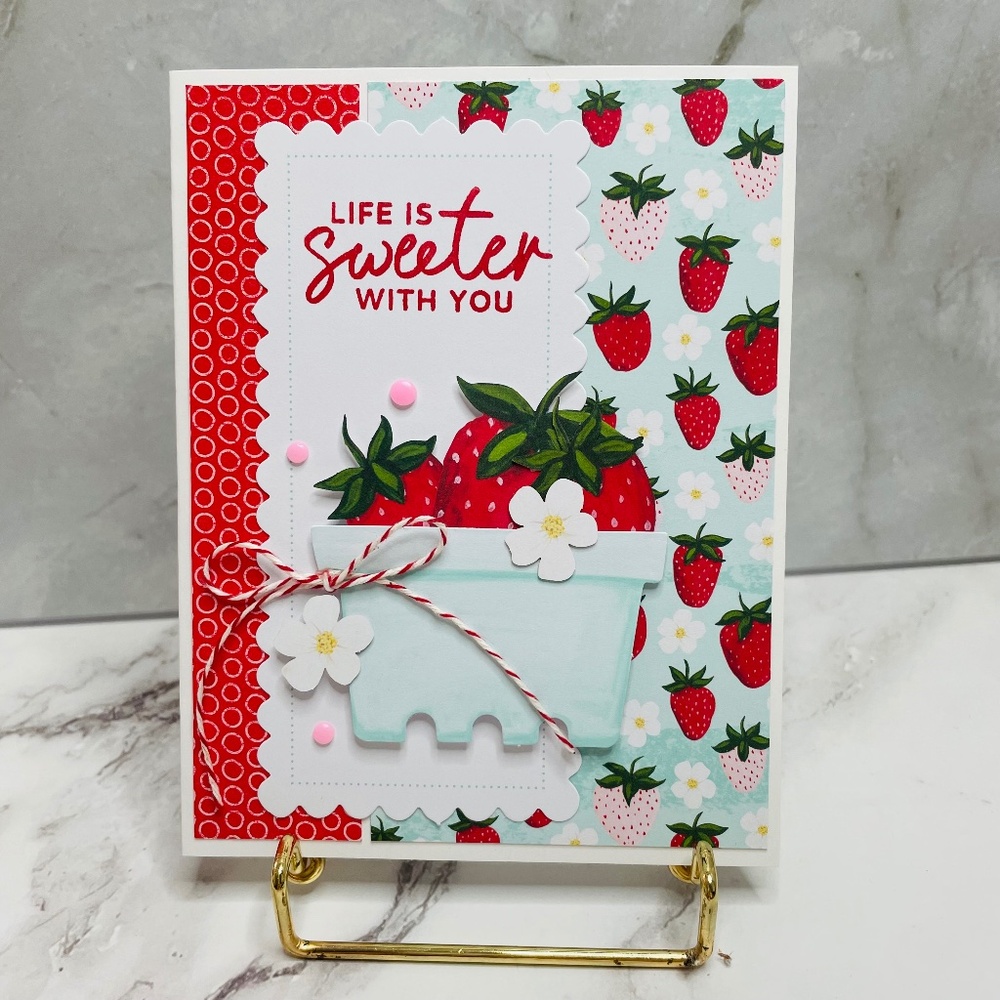 Life is Sweeter With You Strawberry Handmade Greeting Card